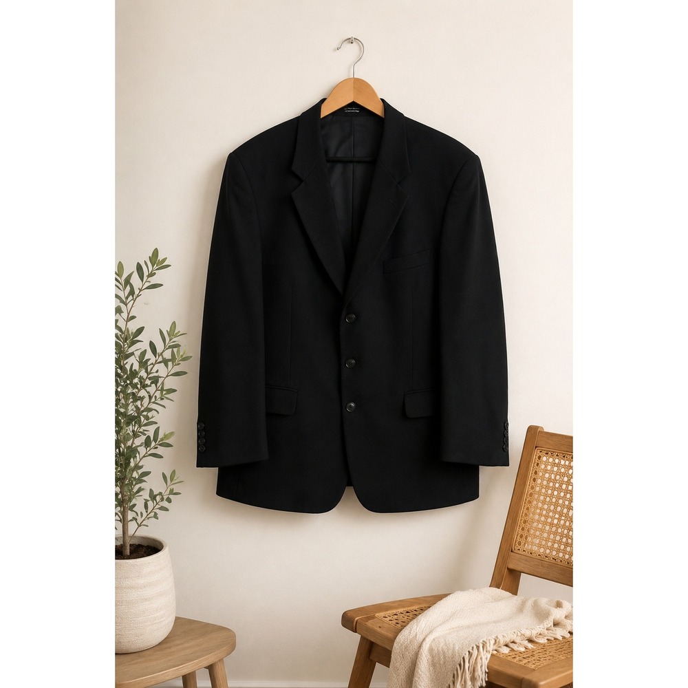 Gianfranco Ruffini Italy Black 100% Lambswool Suit Blazer Jacket 44R Tailored